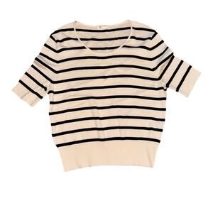 Striped Crew Neck Silk Sweater